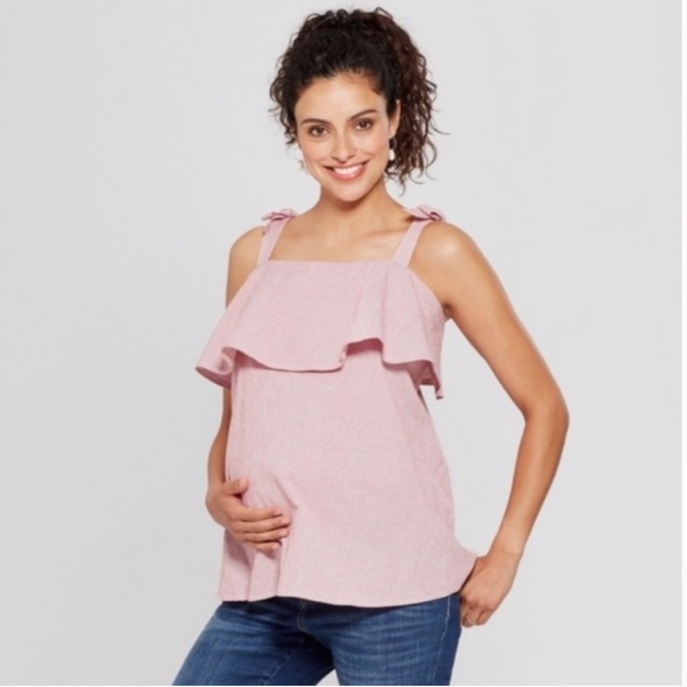 Isabel Maternity Red and White Striped Tank Top